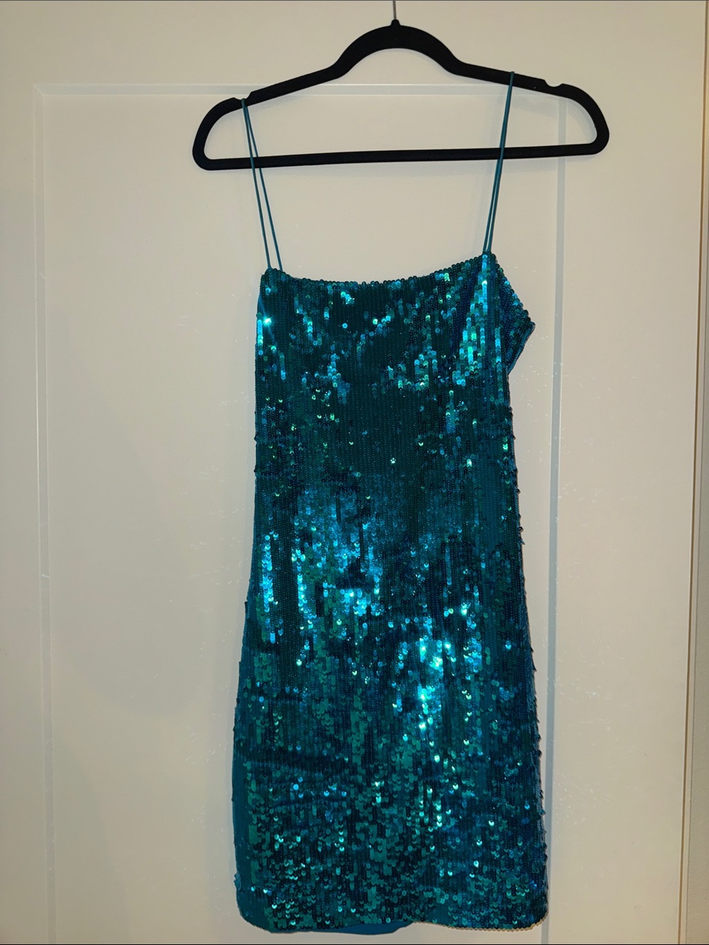 Alice + Olivia Teal Blue Sequin Mini Dress